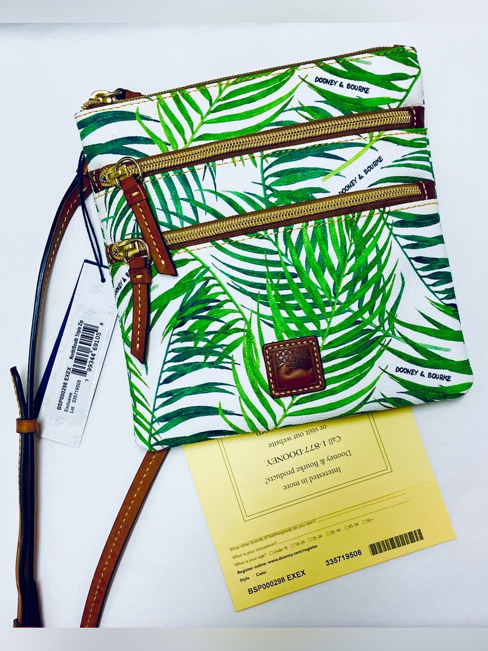 Dooney and Bourke North/South Triple Zip Exclusive Siesta Key Crossbody Bag NWT